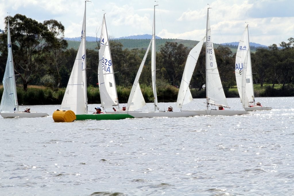 International 2.4mR class racing on a placid Lake Burley-Griffin - International 2.4mR Championships 2012 © Richard Scarr